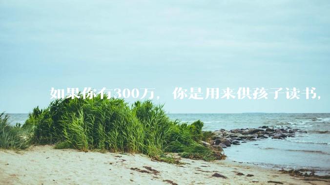如果你有300万，你是用来供孩子读书，还是留着以后给ta买房或者保底？